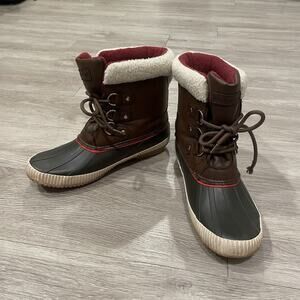Tommy Hilfiger Boots Women 10M Duck Sherpa Lined Water Resistant Rain Snow